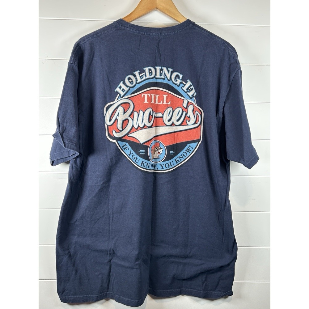 Buc-ees HOLDING IT TILL BUCEES, IF YOU KNOW YOU KNOW Adult T-Shirt XL Blue - Picture 3 of 3